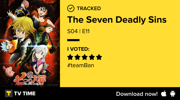 I've just watched episode S04 | E11 of The Seven Deadly Sins! #sevendeadlysins  tvtime.com/r/2Pv5e #tvtime