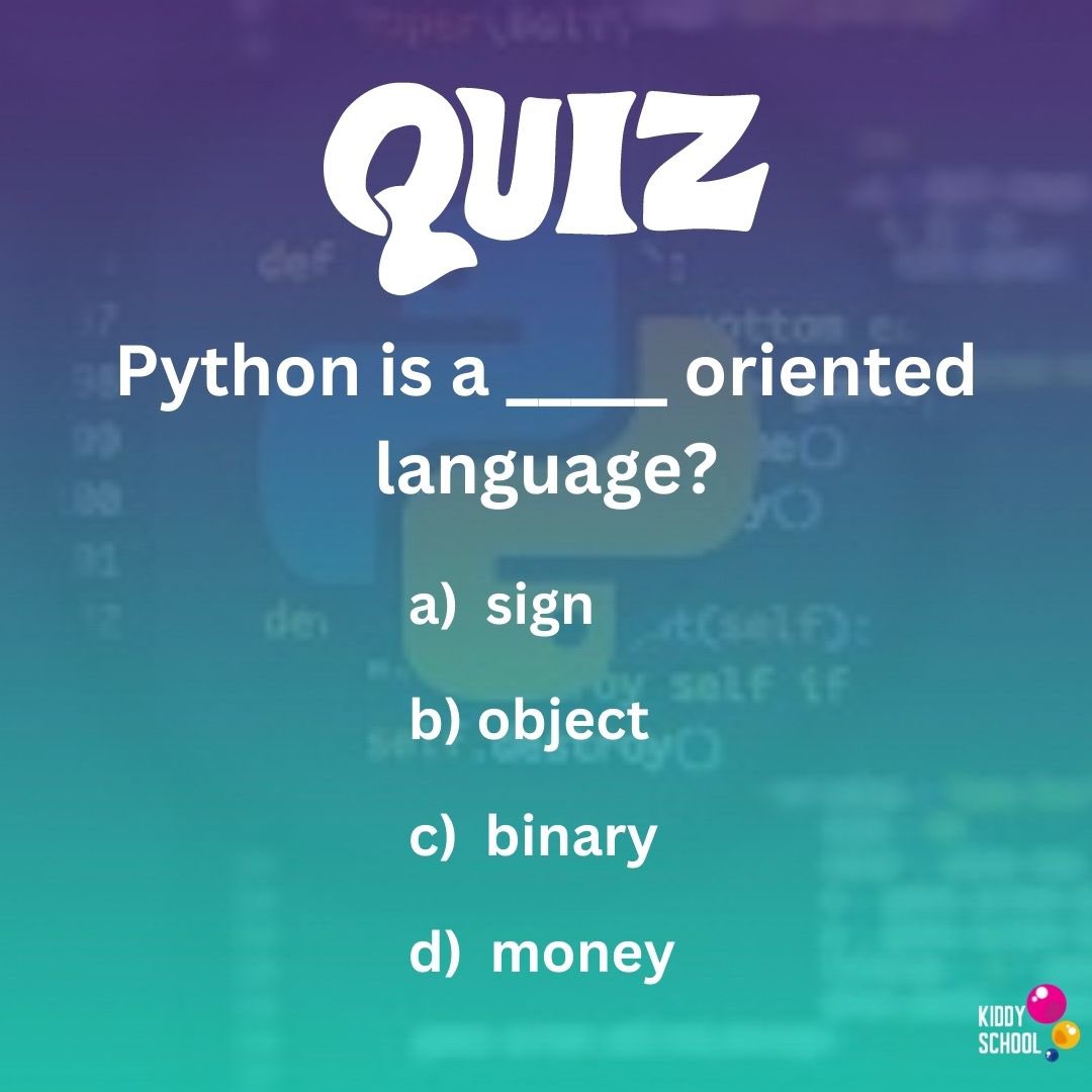 _kiddyschool's tweet image. 👇🏻 Comment your answers below

#quiztime #pythonquizzes #programminglife #onlineschool #kiddyachool #codingschoolforkids