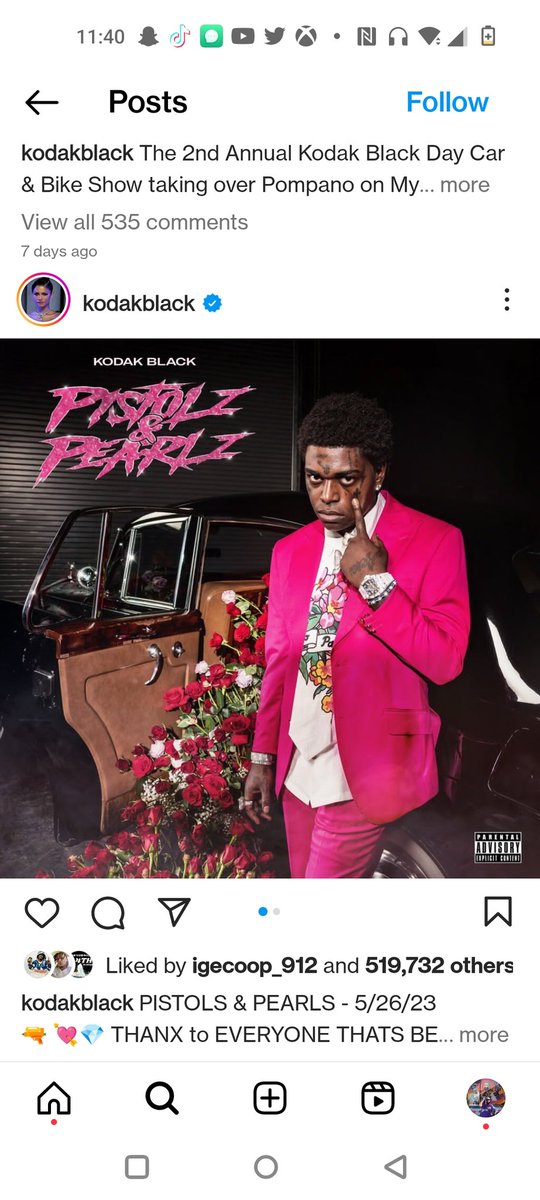 #KodakBlack!! 🔥'#PistolAndPearlz'🔥 @kodakblack #Album NOW LISTENING #Yak  #PompanoBeach #Florida #PompanoBeachFlorida #Pompano #SG #SniperGang #Bill #HipHop2023