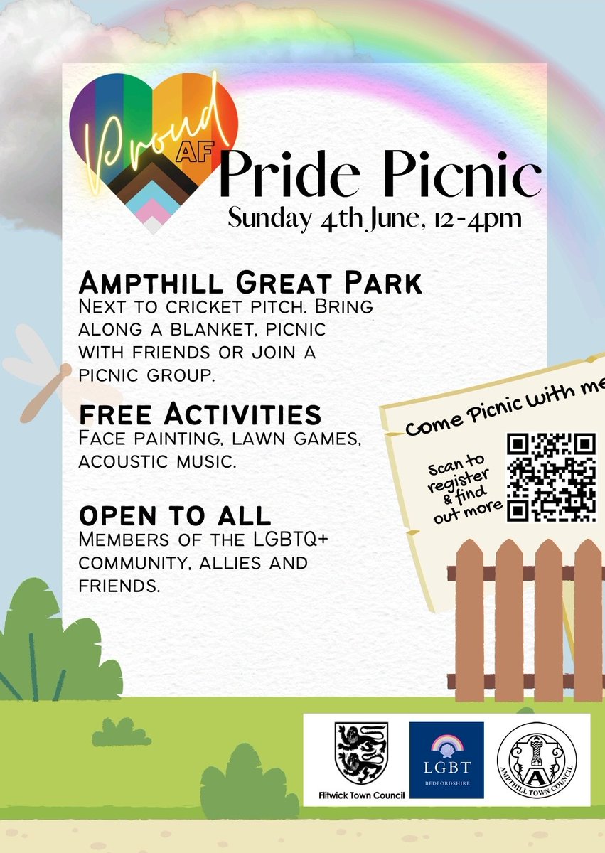 There's just over a week until our Pride Picnic in Ampthill Great Park. Grab a blanket and a hamper and come join us for a glorious afternoon. Open to all of the LGBTQ+ community, friends, family and allies. (Free) ticket details ⤵️ eventbrite.co.uk/e/proud-af-pri…
