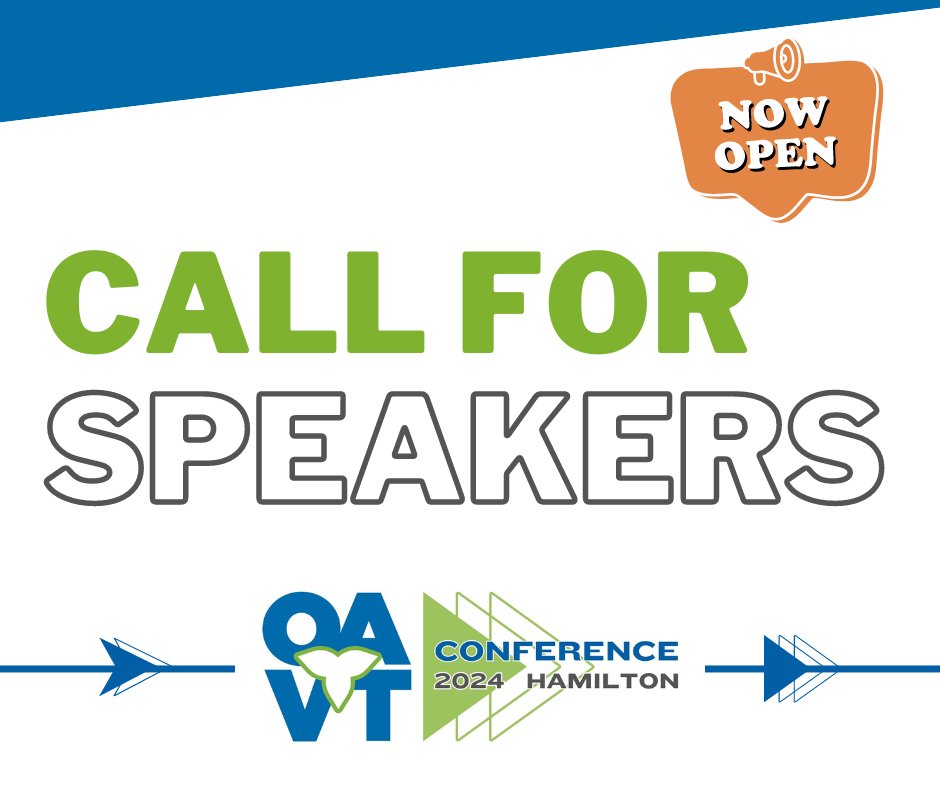 Do you have a lecture, workshop or lab you would like to present at the 2024 OAVT Conference in Hamilton? The Speaker Planning Committee is seeking the most interactive, high-quality sessions available.
Deadline to apply is July 15. Apply here: bit.ly/3oqruUW