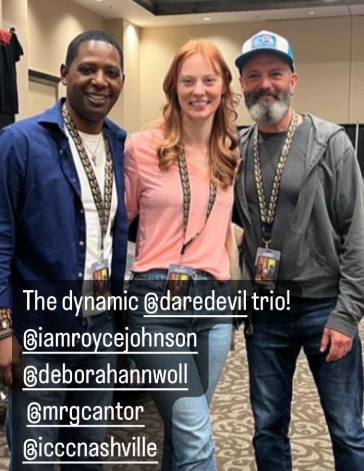 Royce Johnson, Deborah Ann Woll and Geoffrey Cantor at iCCCon Nashville today 🥑⚖️