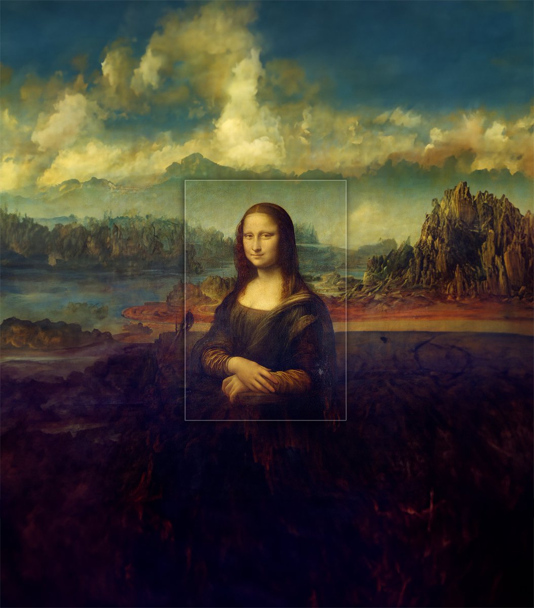 1. Ever wonder what the rest of the Mona Lisa looks like? Got @Adobe Firefly to help fill out the background for me with the power of AI Here's what the backgrounds of the most famous paintings in the world look like with AI: