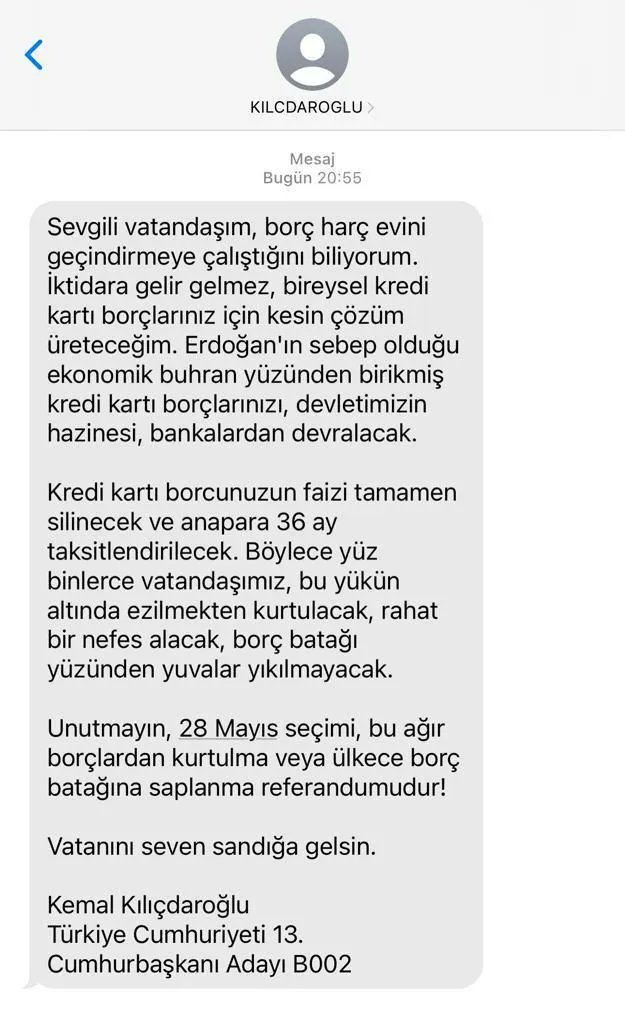 Kılıçdaroğlu'nun mesaj göndermesine yasak gelmiş. 

Her kim ki bu mesajı 20 kişiyle paylaşırsa dileği gerçekleşiyormuş, benden söylemesi 🫶
