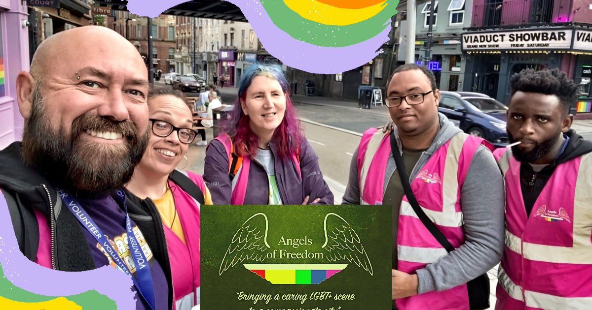 Angels are out! Our street team are out now until 11pm with our sweets, smiles and information about all things LGBT+ in Leeds - come say hello! #BeSafeFeelSafe #AskForAngelaLeeds #NoRegretsLeeds