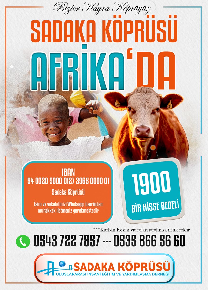 Sadaka köprüsü derneği olarak uluslararası kurban kesim organizasyonumuz bu yıl Afrika / çad ta yapılacak tir. Siz değerli gönüllülerimizin desteklerini bekliyoruz.. 
Afrika'da bizi bekleyenler var .
#Turkiye #Afrika 
#kurban