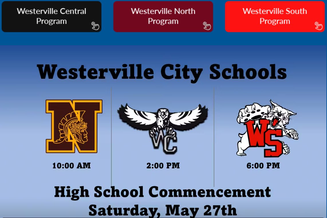 Can't make it to Saturday's commencement ceremonies for Westerville City Schools' Class of 2023? 

A livestream for each high school's programs will be available here: vimeo.com/event/3449145