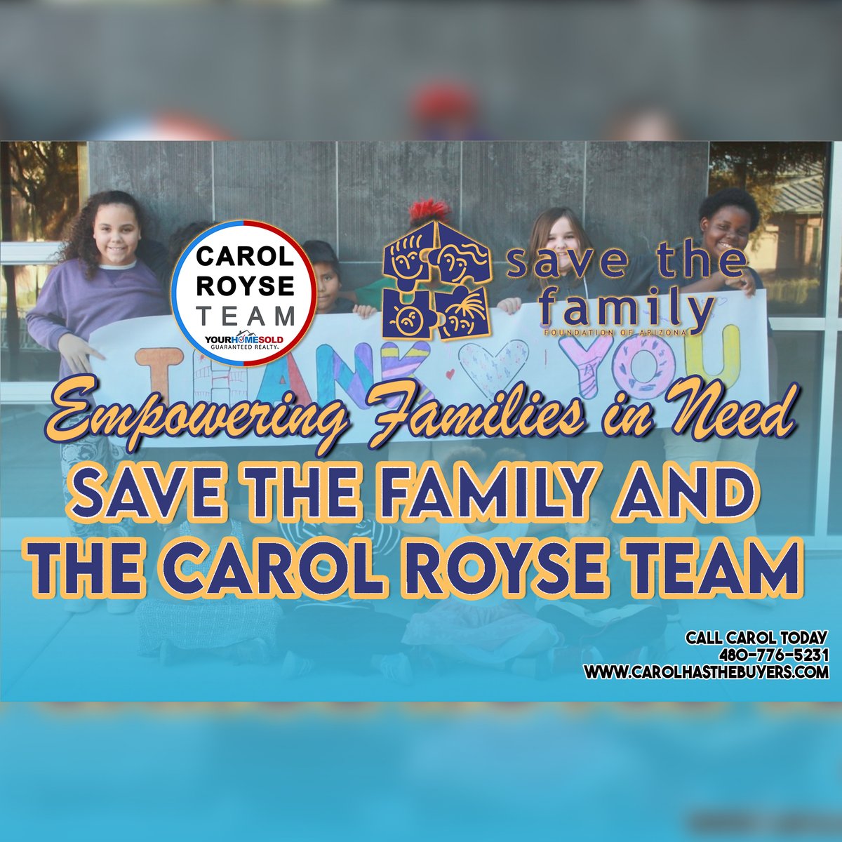 Empowering Families in Need: Save the Family and the Carol Royse Team.

Read More: carolroyseteam.com/save-the-famil…

#Carolroyseteam #carolroyse #carolhasthebuyers #azrealestate #savethefamily #foundation #housing #yourhomesoldguaranteed #worthycause #YourHomeSoldGuaranteedRealty