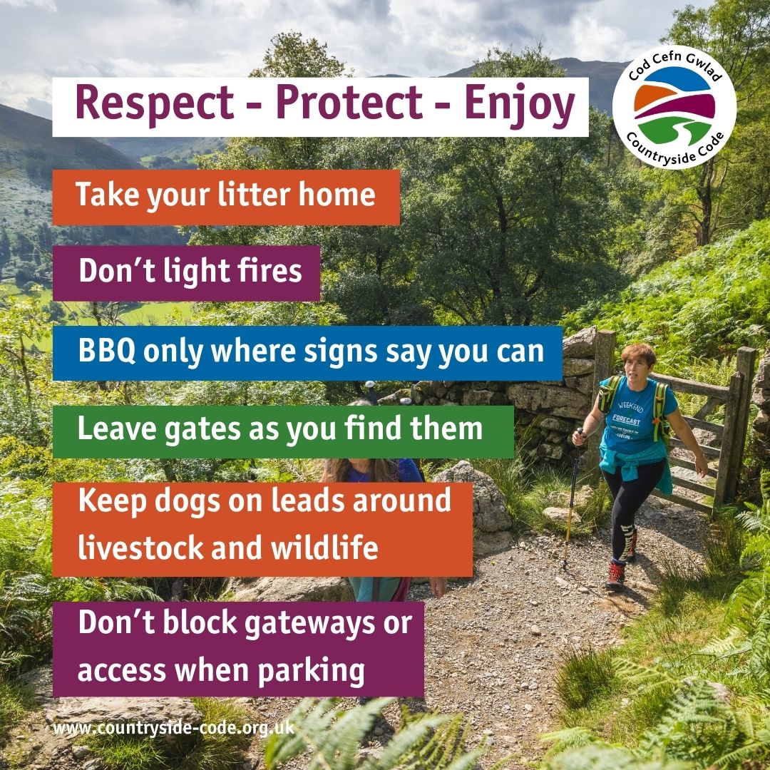 Looking forward to visiting #Wales’ beautiful coast and countryside this sunny #BankHoliday weekend? 😎

Enjoy the outdoors respectfully and protect nature by following the #CountrysideCode

#RespectProtectEnjoy #WalesByTrails