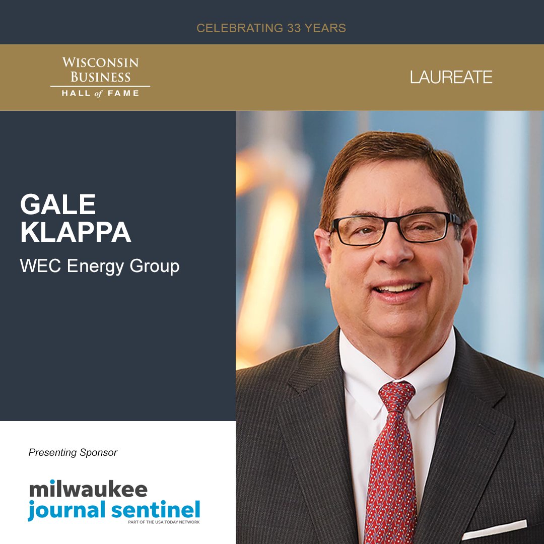 Congratulations to Gale Klappa, Executive Chairman of WEC Energy Group, who will be inducted into the 2023 Wisconsin Business Hall of Fame, benefitting Junior Achievement of Wisconsin, on June 1.