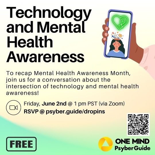 Join us on Friday, June 2nd from 1-2 pm PST for a conversation about mental health, hosted by John Bunyi. Digital Drop-Ins are virtual events where people come together to learn about and connect around digital mental health. ⁠
⁠
Use this link to RSVP: psyber.guide/dropins