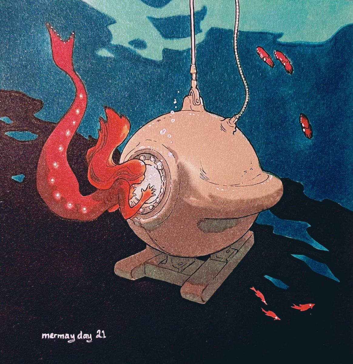 「bathysphere  #mermay #mermay2023 #mermay」|f. leeのイラスト