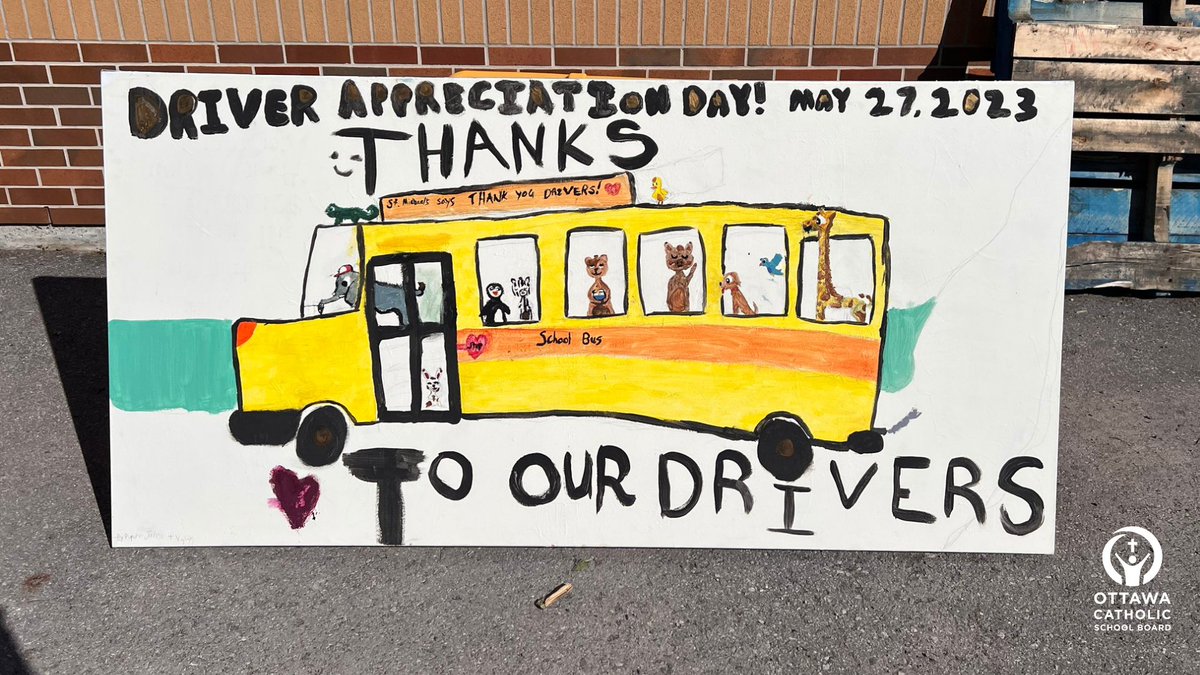 🎉 Huge #ocsbShoutOut to our <a href="/OttSchoolBus/">OSTA</a> School Bus Drivers, who have done a fantastic job keeping our children safe as they travel to and from school. 🚌🙏💛 (Artwork by students <a href="/MichaelCorkOCSB/">St. Michael School (Corkery)</a>). #ThankYou #ocsbMerci #ocsbBeCommunity #BusDriverAppreciationDay