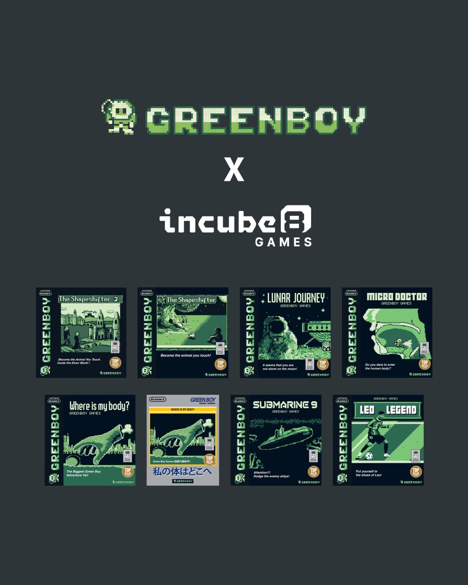 👾 @greenboygames - All 7 Greenboy games have now been welcomed and have a new home! Here are all of them! 🤩 #classicgames #portablegamer #gameboygames #handheldgamer #gameboy #gameboycolor #indiedeveloper #greenboygames #incube8games