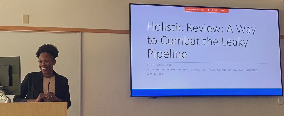Fellowship APD Dr. Sherie Gause presenting on Holistic Review and the Leaky Pipeline at PACCM #GrandRounds. Perfect timing in our prep for recruitment season. @SherieAGause @OHSUSOM