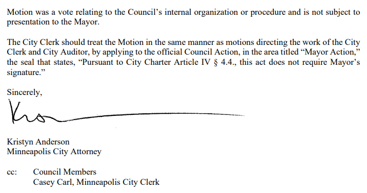 Update on the rent stabilization motion adopted by the City Council yesterday - a memo has been added from the City Attorney's Office stating that the Mayor does not have the authority to veto the council's action at this stage.

lims.minneapolismn.gov/Download/FileV…

lims.minneapolismn.gov/File/2023-00572