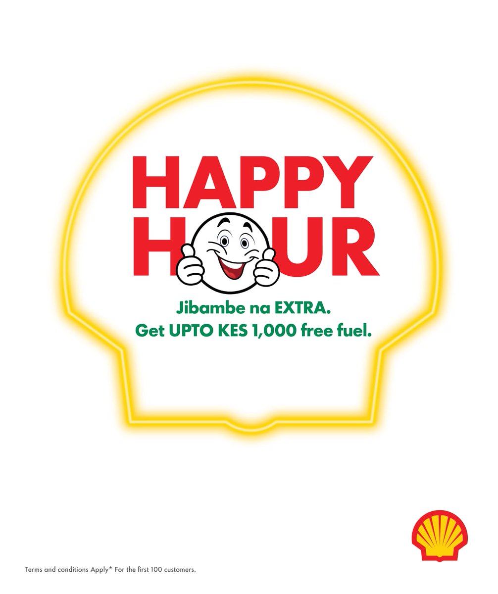 Shell has a Happy Hour offer just for you in selected stations on 27th May.
Spend KES 1,500 get KES 1,000 on their tab.
- Shell Junction 
- Shell Hurlingham
- Shell Drive Inn
- Shell Marurui
- Shell Thindigua