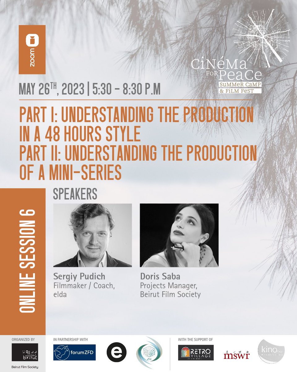 #CFP2023: Feeling inspired after an incredible online session with the dynamic duo, Sergiy &amp; Doris. 

🎬 Today, we dove into the world of mini-series production &amp; learned all about the thrilling 48-hour style. 

Stay tuned for BTS peeks! 🗣️

Organized by: 
@beirutfilmsociety
