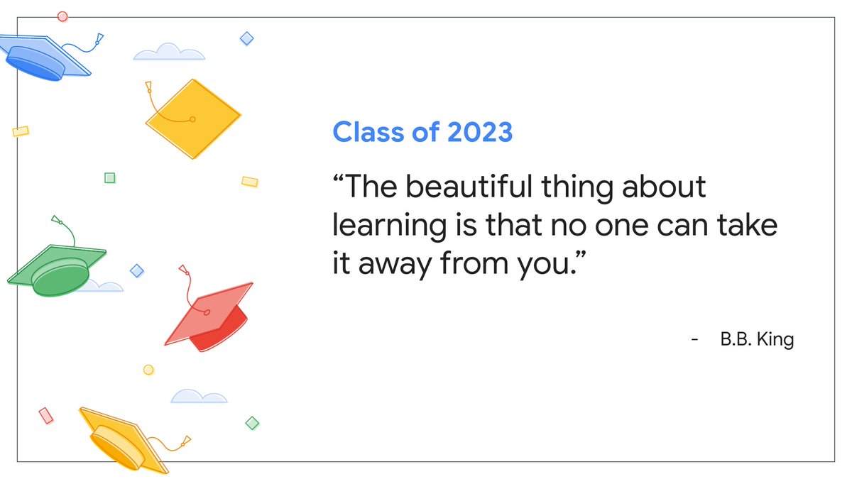 #Graduation season is here! 🎉Share some words of wisdom with your students. Use these #GoogleSlides templates to create your own quote cards to share on social media or post in #GoogleClassroom: goo.gle/45yjfqk

#Classof2023