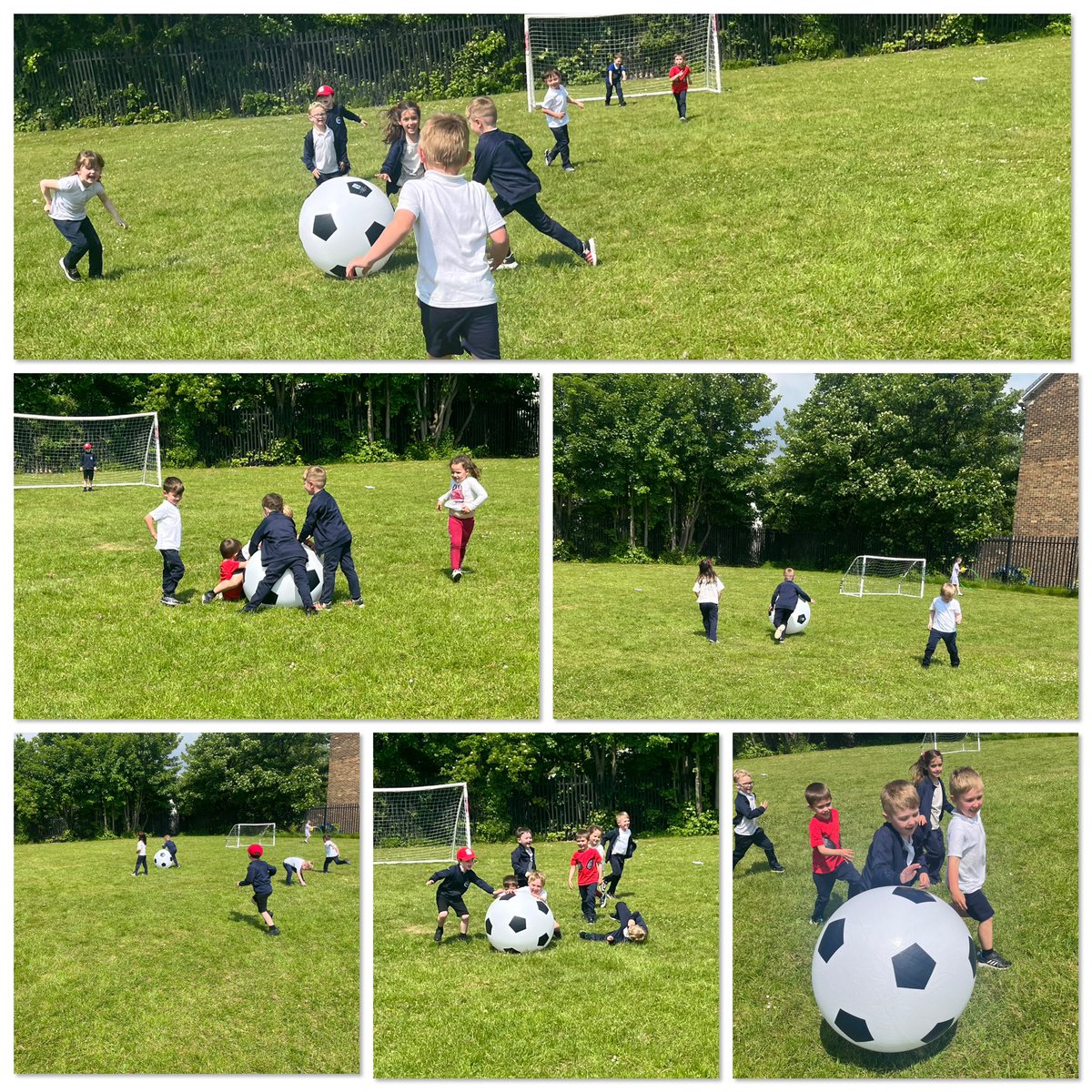 some of our friends today had so much fun playing giant football on the field!Smiles and laughter all round! ⚽️☀️@GarstonCE