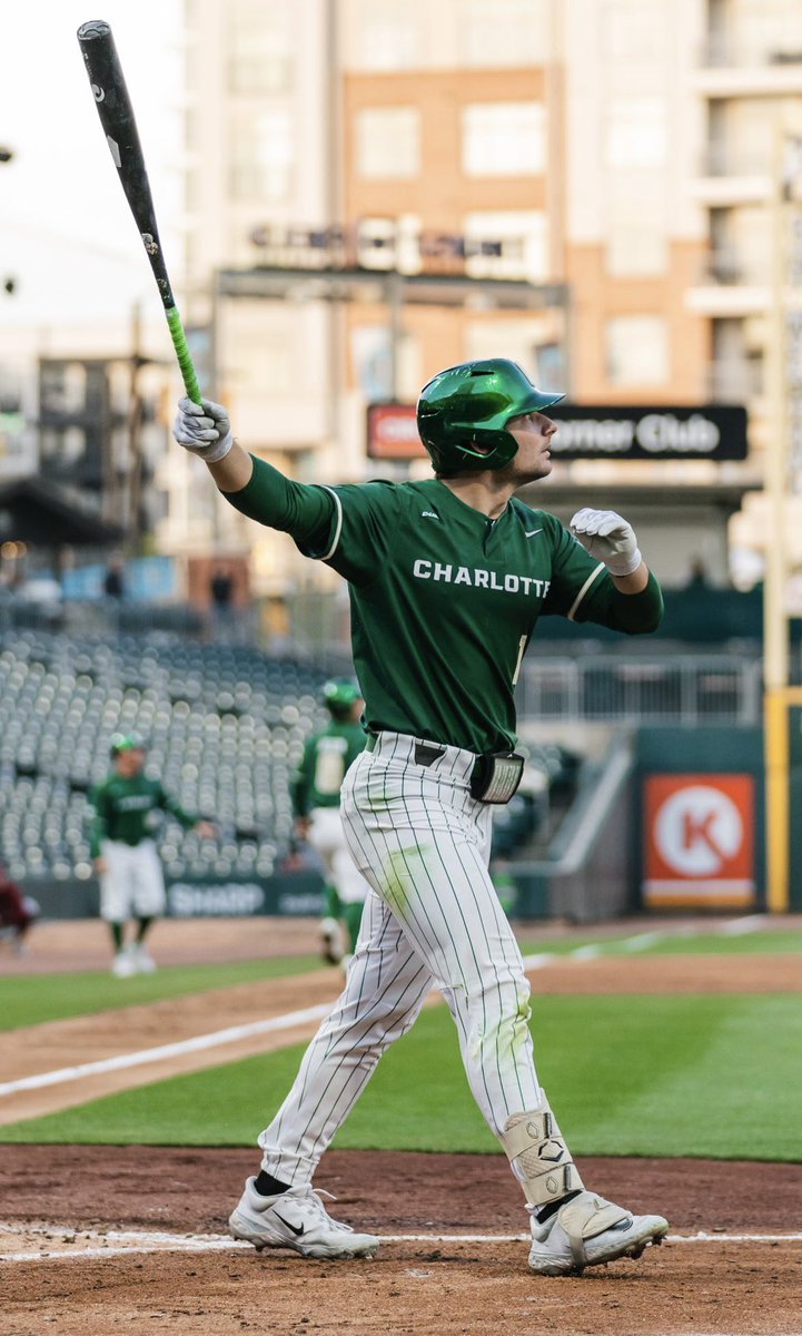 Congrats to <a href="/32CamFisher/">Cam Fisher</a> on breaking the <a href="/CharlotteBSB/">Charlotte Baseball</a> Single Season Home Run Record with 💣 #28 today in the 1st inning. #9ATC