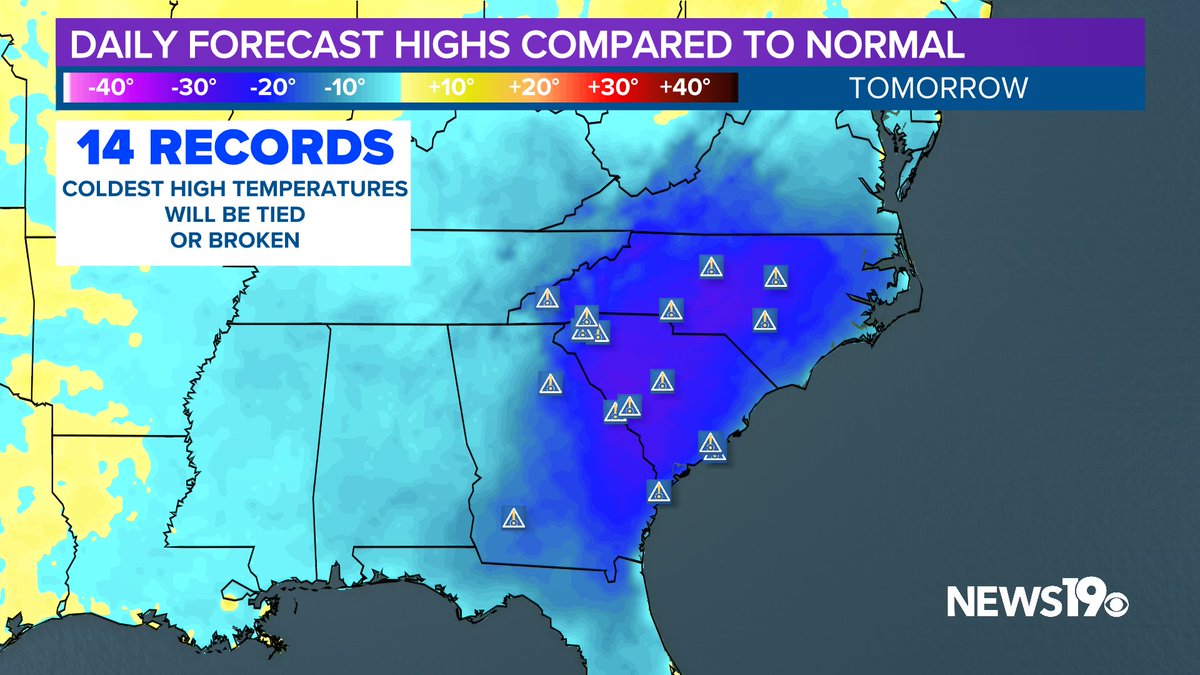 14 places in the Carolinas might have their coldest May 27th on record. This is outright ridiculous cold! #scwx #caewx #ncwx #wltxwx