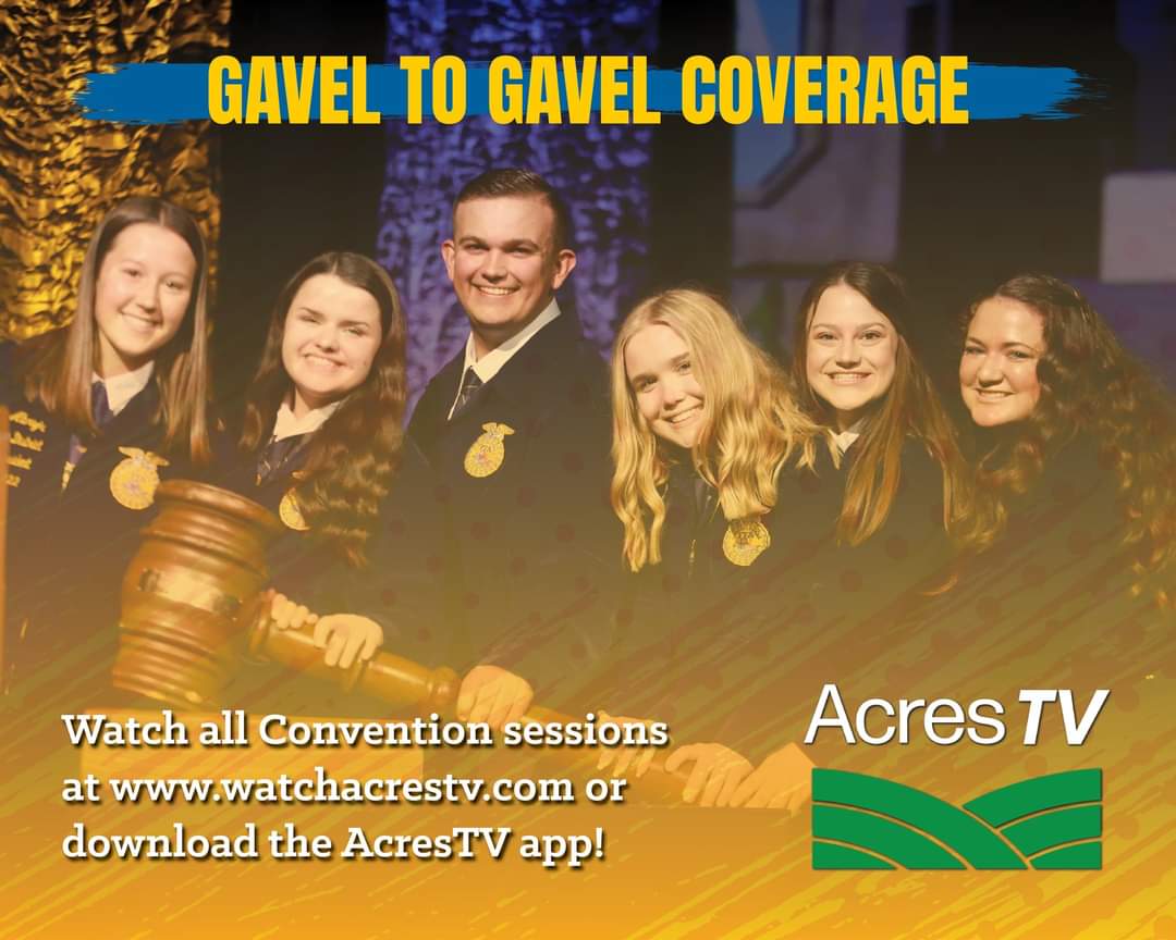 Not able to join us next week in Manhattan for the Kansas FFA Convention? You're still able to virtually join in the fun! We will be streaming all sessions via AcresTV. You can download the AcresTV app on your smartphone or visit watchacrestv.com to watch on your devices.