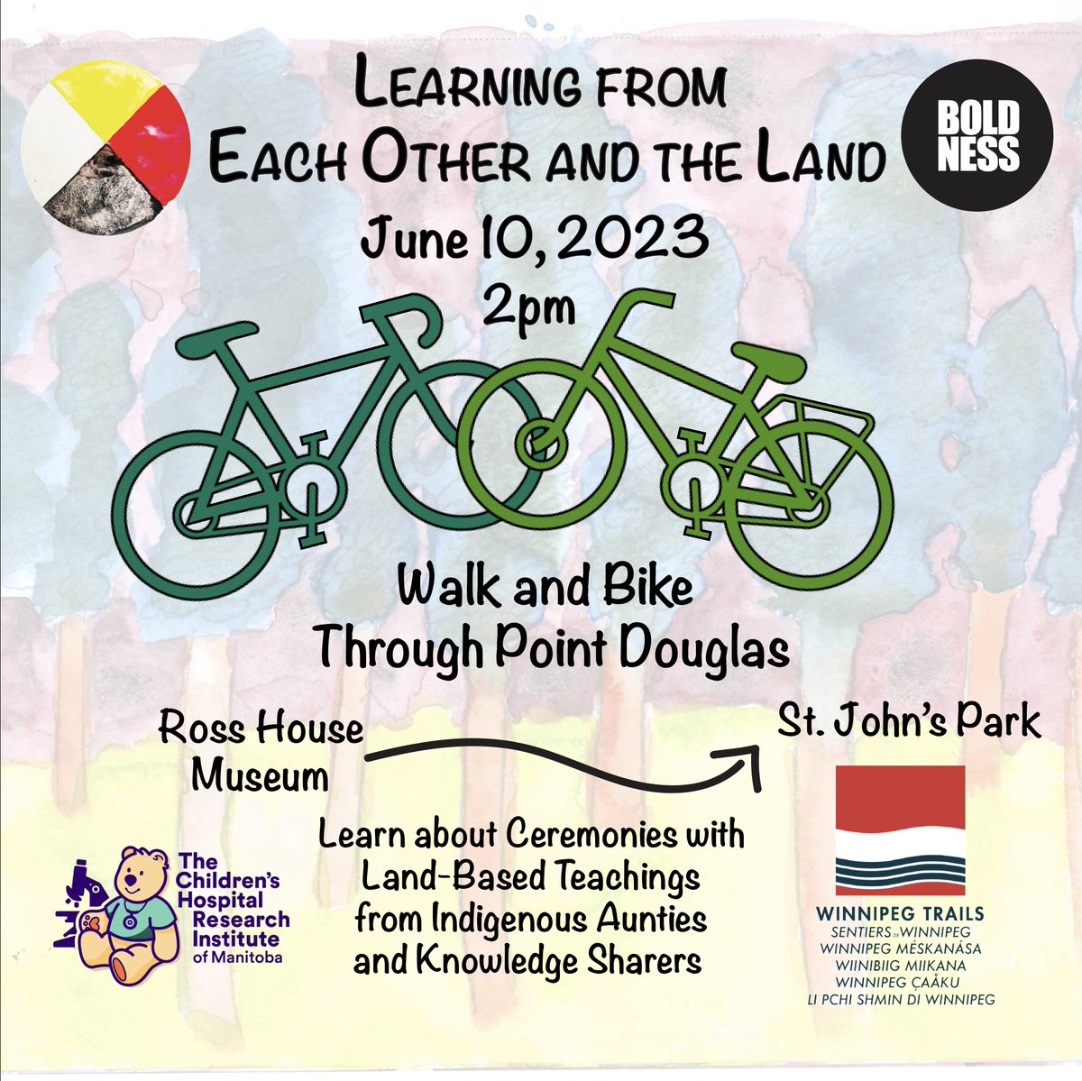 The Winnipeg Boldness Project (@wpgboldness) on Twitter photo Come get Teachings, connect to each other and the land. Saturday June 10th - We'll meet at Ross House Museum and roll/walk to other parks from there! <a href="/JonMcGavock/">JonMcGavock</a> <a href="/WinnipegTrails/">Winnipeg Trails</a> Come get Teachings, connect to each other and the land. Saturday June 10th - We'll meet at Ross House Museum and roll/walk to other parks from there! <a href="/JonMcGavock/">JonMcGavock</a> <a href="/WinnipegTrails/">Winnipeg Trails</a>