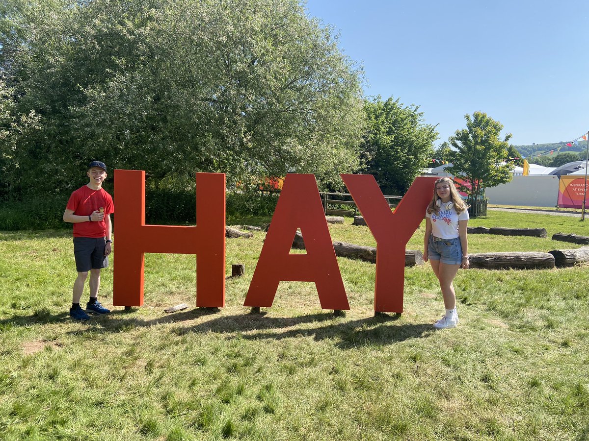 Some of our Criw Cymraeg at the @hayfestival. We’ve had a diwrnod gwych hearing from a range of poets, writers and incredible speakers… a great range of welsh literature in the festival bookshop too!! #HayFestival2023 @TCSEnglish9 @TCSCymraeg @TreorchyComp @MenterIaithRhCT