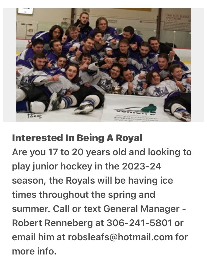 Saskatoon Royals Jr.B Hockey Club (@pjhlroyals) on Twitter photo 