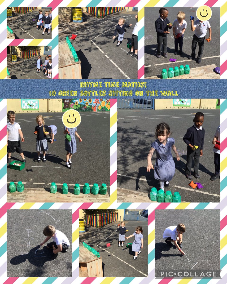 🧮#NumeracyandMathematics🧮We have enjoyed learning how to subtract using playdough to 'squish' away numbers within 10. Our rhyme of the week was '10 Green Bottles' and we demonstrated our throwing skills to knock down bottles and write a subtraction sentence. Llawer o hwyl!