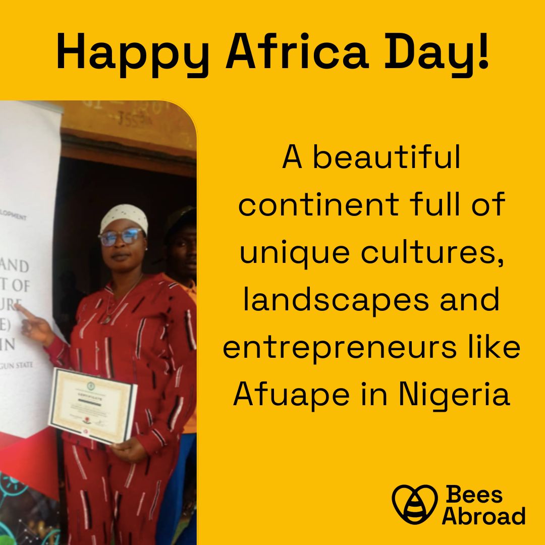 Happy #AfricaDay According to the African Development Bank, 22% of Africa's working-age population are starting businesses - the highest entrepreneurship rate in the world 🙌 Bees Abroad support entrepreneurs, read Afuape's story beesabroad.org.uk/beekeeper-for-…