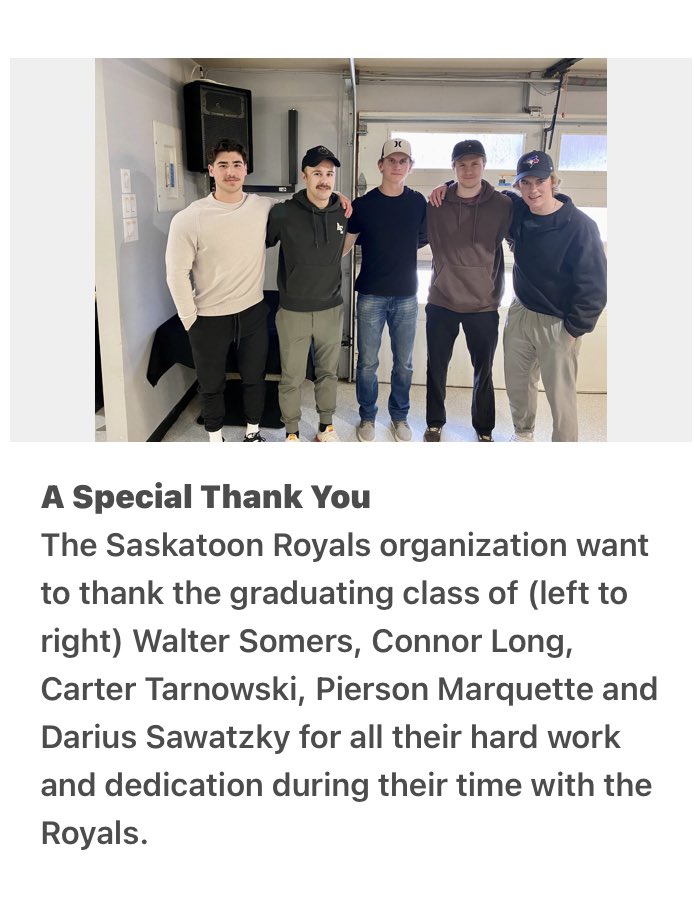 Once again like thank are graduating players !!