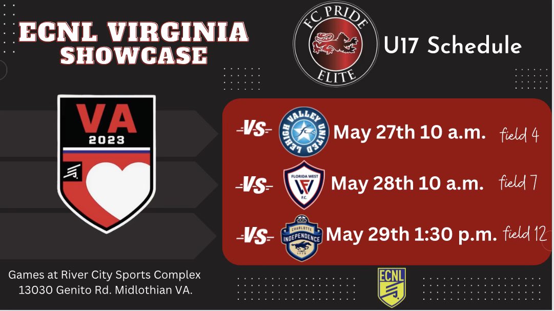 Safe travels to our families making their way to Virginia today for the ECNL showcase. #pridenation #ecnlva @FCP_Boys_ECNL