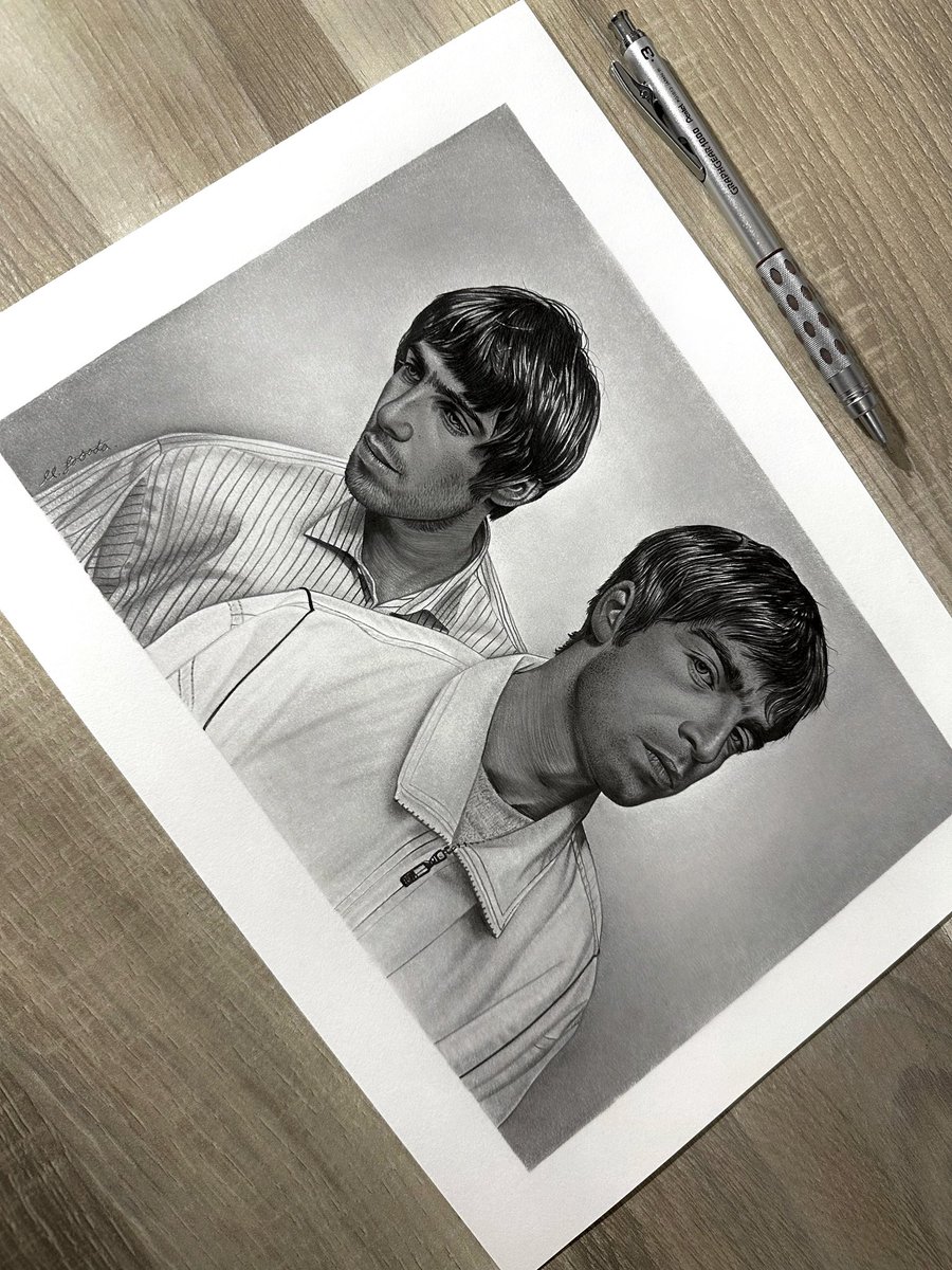 My finished drawing of Liam and Noel Gallagher from back in their early Oasis days in 1995. Just message me if you’re interested in purchasing the original drawing (which comes professionally mounted and framed) or a Giclée print ✍🏼💿🎙️

All RTs much appreciated 🙂🙏🏼