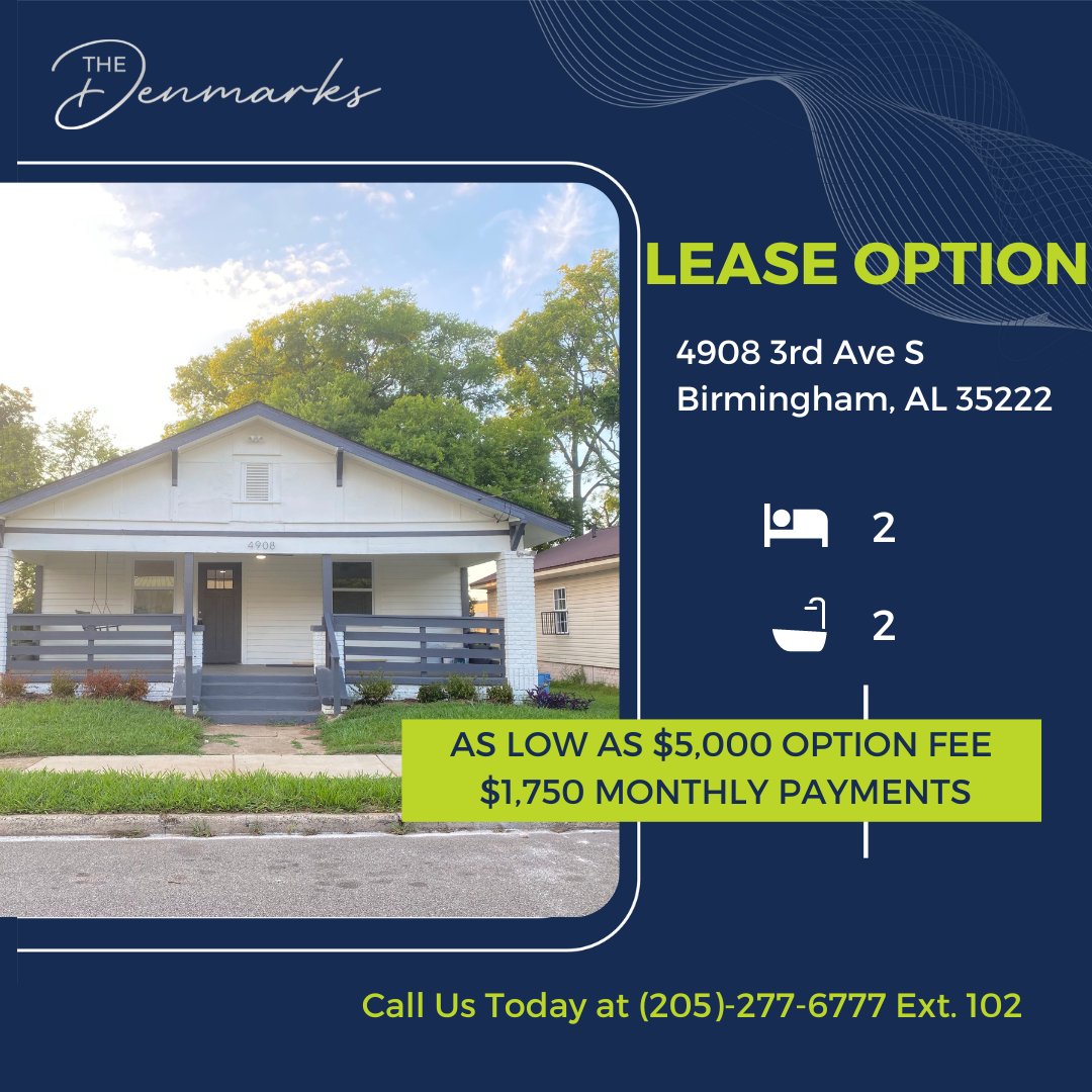 Lease Options this 2/2 home today! Call us now at (205)-277-6777 Ext. 102 #dphomebuyers #denmarkproperties #antonioandashleydenmark #webuyhouses #birminghamalabama #realestate #nicehomes #leaseoptions