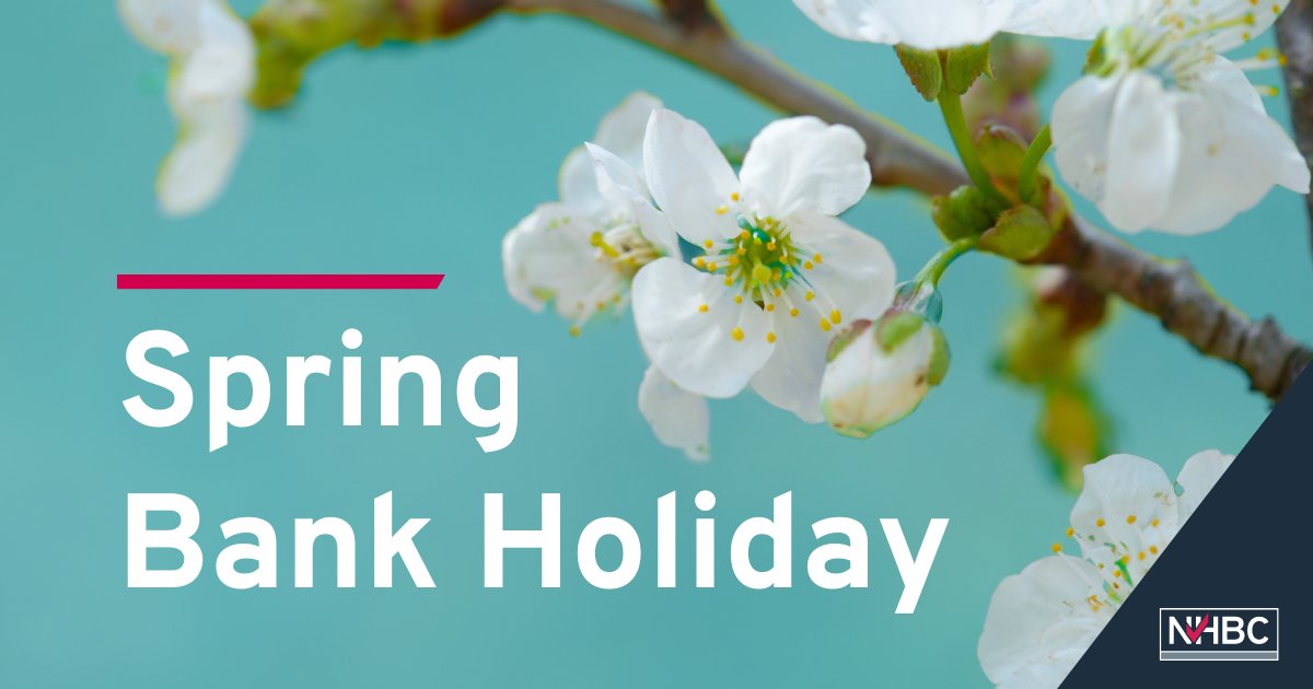 NHBC's tweet image. Happy #SpringBankHoliday! 🌸 We will be closed on Monday 29 May, reopening again on Tuesday 30 May.

#BankHoliday #OpeningHours