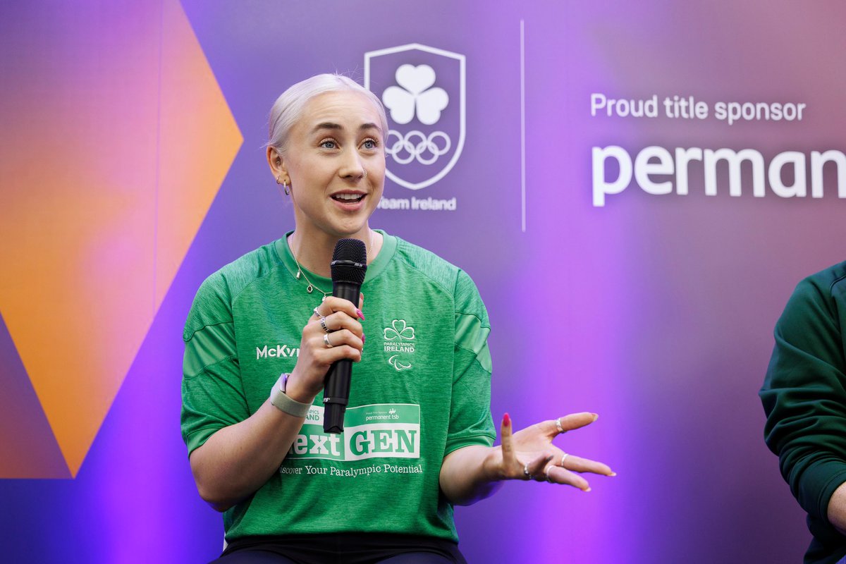 ParalympicsIRE's tweet photo. ๐ธ Paralympians Orla Comerford and Martin Gordon speaking at the official launch of the @permanenttsb Eyre Square Branch in Galway City earlier this week.
Huge thank you to permanent tsb for inviting Orla and Martin to share their stories!
#permanenttsb | #TheNextLevel https://t.co/uiooJ1mglu
