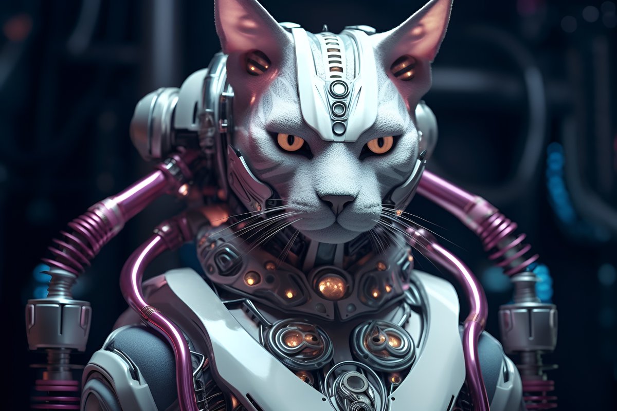 AArtshow's tweet photo. โฆand here is the cat content I have promised in one of my previous tweetsโฆ #ai #aiart #aigenerated #aigeneratedart #aiartcommunity #generativeai #aiartwork #midjourney #midjourney51 #midjourneyv51 #cyborg #cyborgart #cyborgai #aicyborg #sciencefiction #cyborgcat #aartshow https://t.co/y1mh1dvlI1
