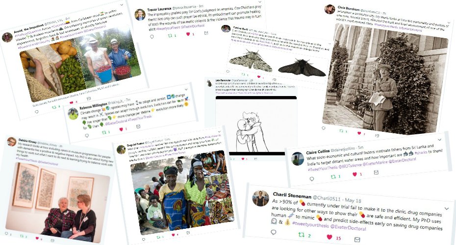 📢 #tweetyourthesis competition is now open for @#UniofExeter PGRs! To enter, you must tweet during now and 5pm on 9 June using the #tweetyourthesis and tag <a href="/ExeterDoctoral/">Uni of Exeter Doctoral College</a>. Good luck! 🏆