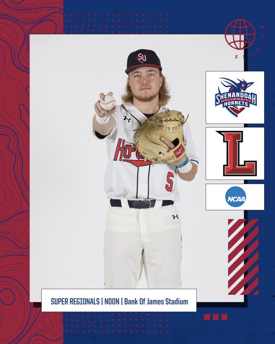 SUPER REGIONALS GAME ONE! ⚾️ vs Lynchburg ⏰ Noon 📍 Bank of James Stadium (Lynchburg, VA) #DiamondHornets @SUHornets @ShenandoahU