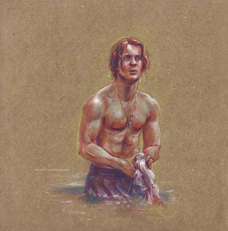 theviscountjask's tweet photo. Here's a drawing of the bard bathing, inevitably a work of art tbh #thewitcher https://t.co/GbQwQf9vL7