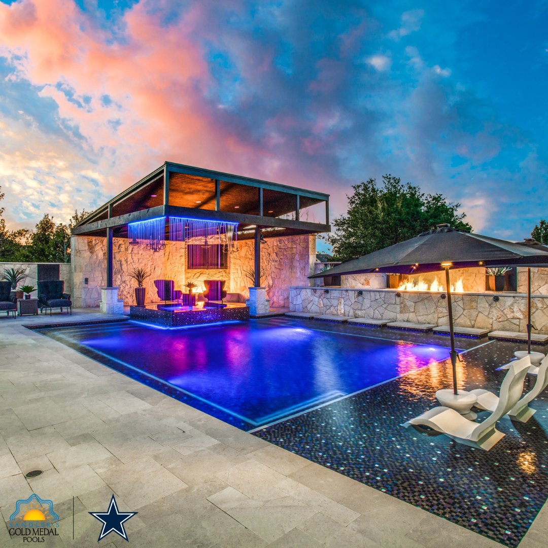 Experience the beauty of Texas sunsets from the comfort of your Gold Medal Pool. Our expertly designed pools provide the perfect vantage point to enjoy the stunning colors and views of the Texas sky. Make every sunset a special occasion with a Gold Medal Pool. #GoldMedalPools