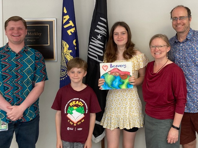 Founding board member, Noelle Studer-Spevak and her family hand-delivered your beaver art and letters in DC. They were told by Merkley staff that this personalization will go a long way. You can still sign the letter to support beaver protection at change.org/protectbeavers