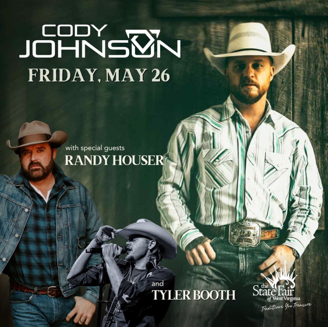 codyjohnson's tweet image. #COJONation, can’t wait to see you tonight at @SFWV with @TylerBoothMusic and @RandyHouser! You can still get tickets here: cojo.lnk.to/tour