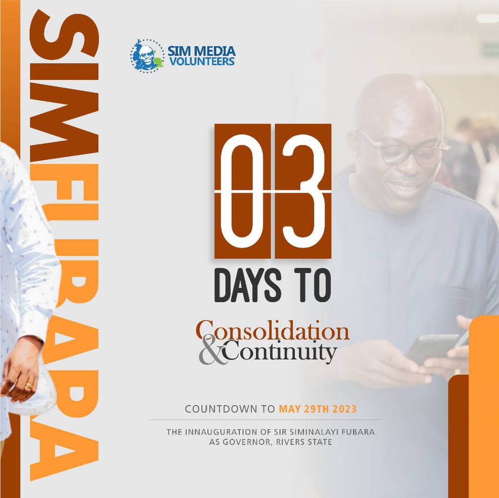 KingAmakiriTheo's tweet image. It’s 3 days to #InaugurationDay , @SimFubaraKSC and his team will  give adequate attention to all sectors in the state and deliver on election campaign promises. 
#simfubara
#simpleplan
#smv

Supreme Court | Igbo | Odumodu