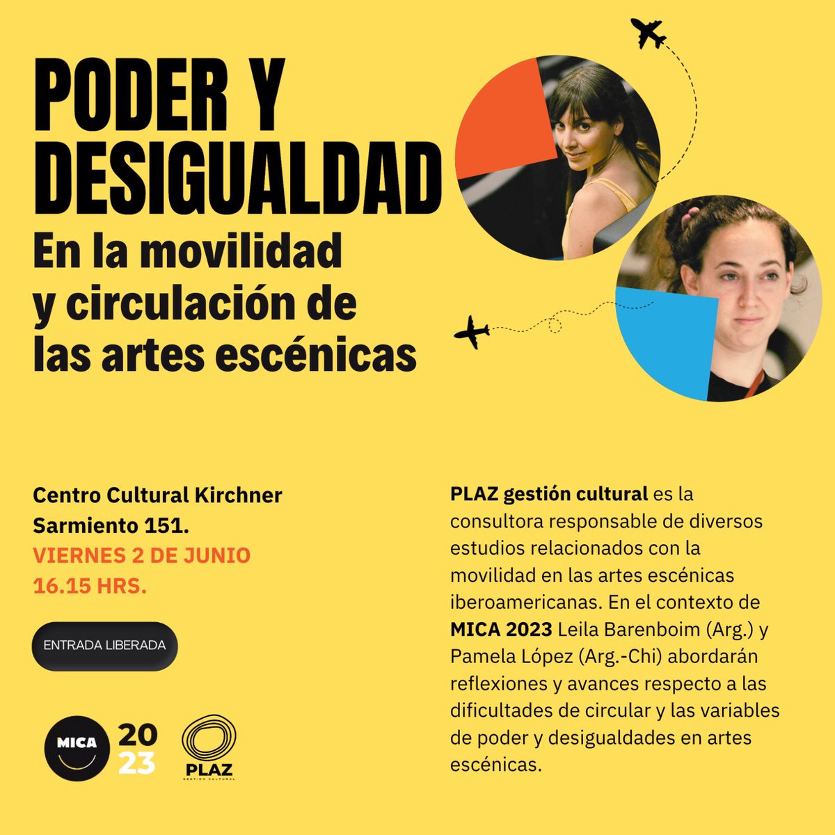 Proximo #viernes 2 de junio en @elCCKirchner  conversaremos como equipo PLAZ sobre las desigualdades relacionadas a las artes escénicas y la circulación. No te lo pierdas! En <a href="/MICAcultura/">MICA</a> cc 
<a href="/CCulturalMATTA/">CentroCulturalMATTA</a>