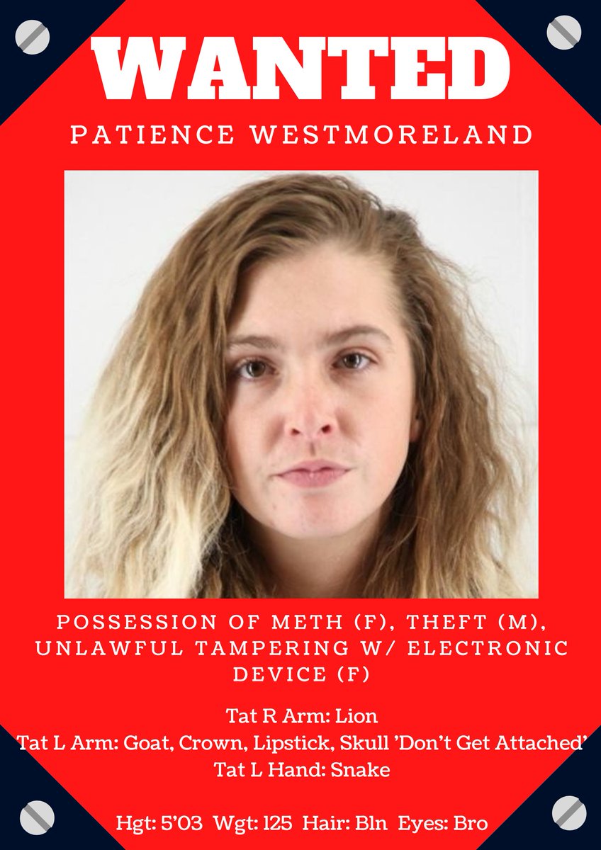 It’s #FugitiveFriday!  

If you know where Patience is, please contact our Warrant Unit at 913.715.5212 or email us at SHR-Warrants@jocogov.org. 

She is known to frequent Independence, MO. 
Thank you!