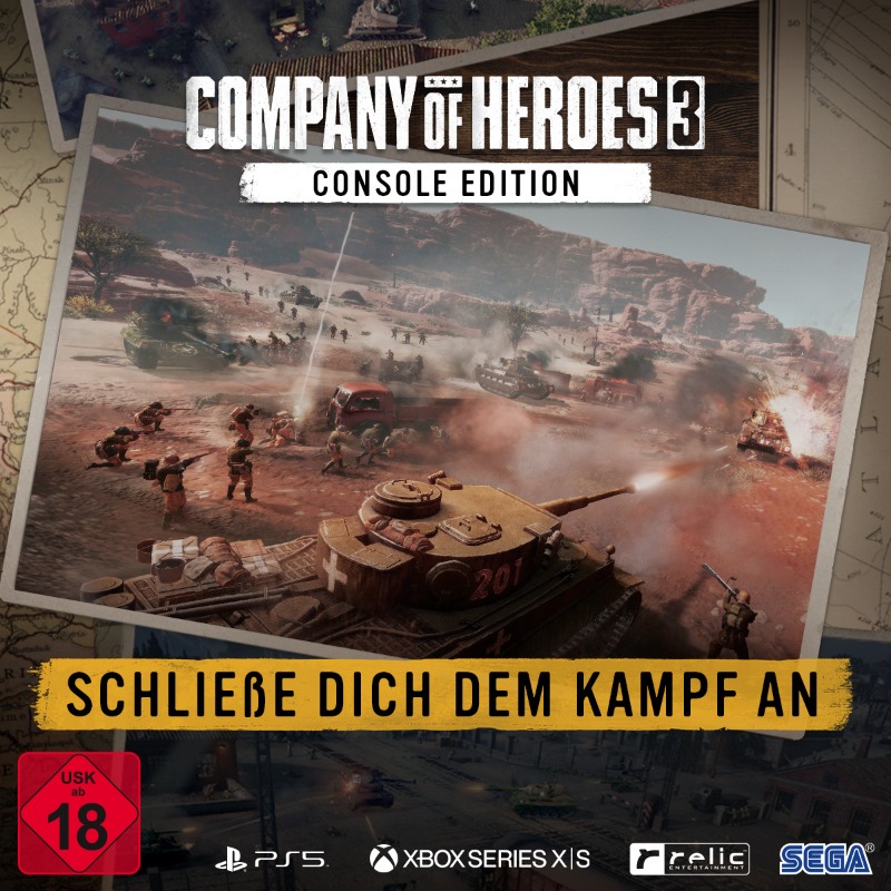 CompanyOfHeroes's tweet photo. Genieße den perfekten Mix aus Action, Taktik und Strategie auf der Konsole! Zwei Kampagnen, epischer Mehrspieler und spannende Geschichten in aufregenden Schauplätzen kombiniert mit neuen Funktionen wie der taktischen Pause. Stürze dich ins Gefecht!
