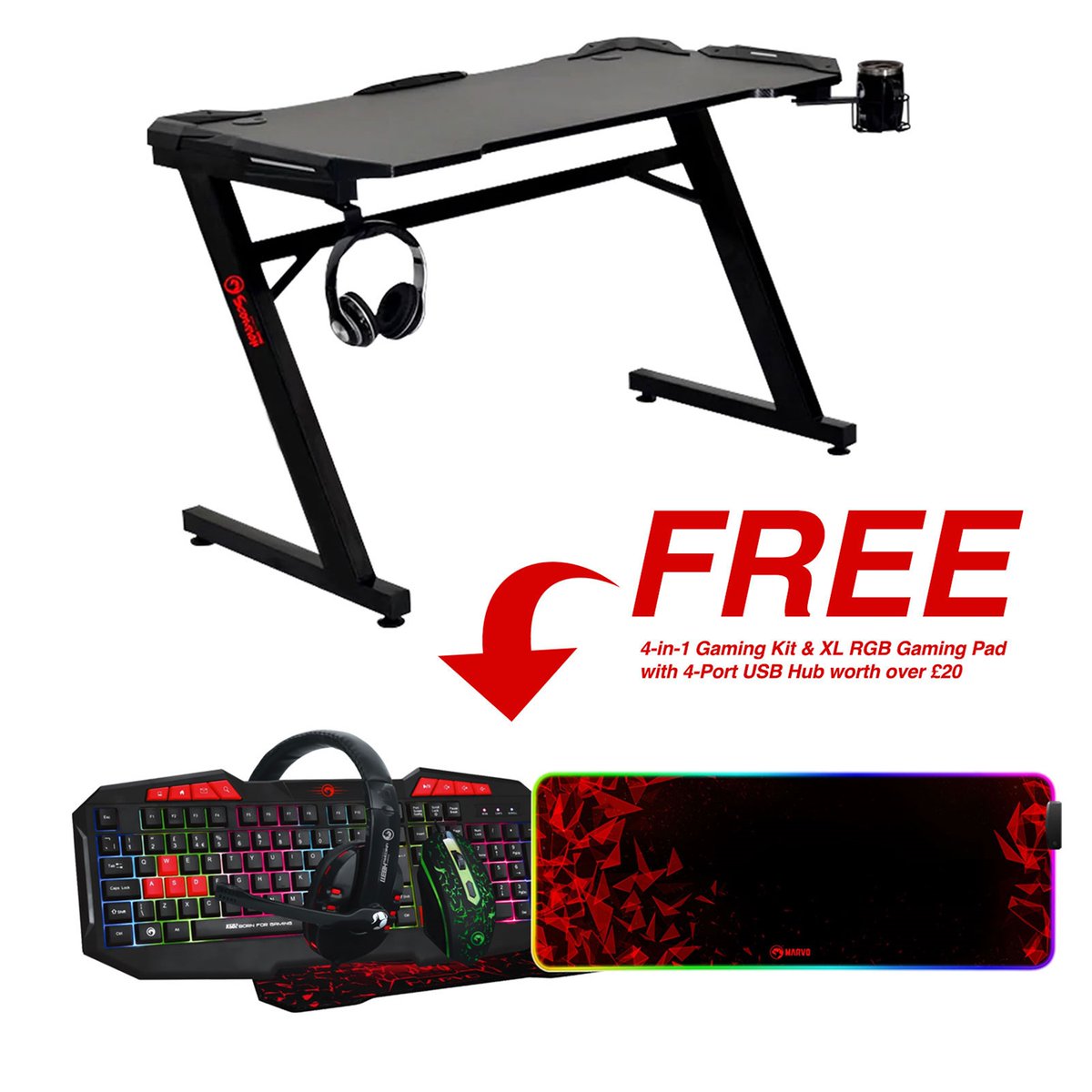 We've just reduced the price of this Marvo DE-05 Gaming desk to £129.99, and it includes a 4-in-1 Gaming Kit & XL RGB Gaming Mousepad with USB Hub! 💥
Get yours here before they go: loom.ly/BtF8NUE
 #gaming #gamingdesk #desk